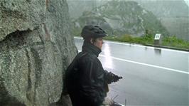 Lightning lights the road, 2.4 miles from Grimsel Pass